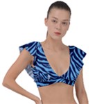 Zebra 3 Plunge Frill Sleeve Bikini Top