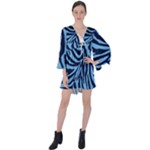 Zebra 3 V-Neck Flare Sleeve Mini Dress