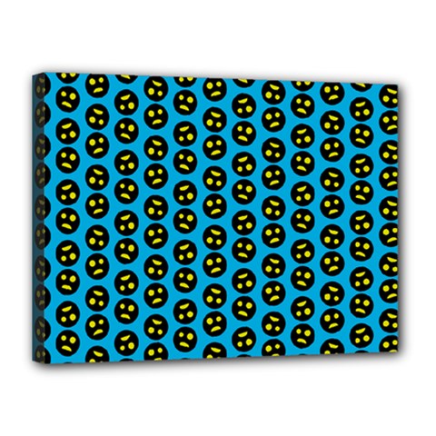 0059 Comic Head Bothered Smiley Pattern Canvas 16  x 12  (Stretched) from ArtsNow.com