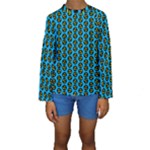 0059 Comic Head Bothered Smiley Pattern Kids  Long Sleeve Swimwear