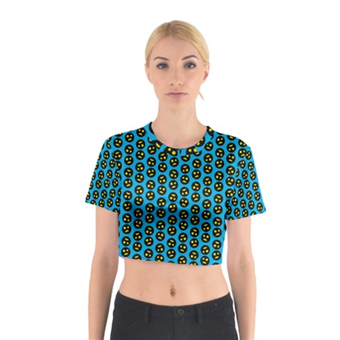 0059 Comic Head Bothered Smiley Pattern Cotton Crop Top from ArtsNow.com