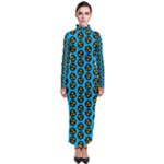 0059 Comic Head Bothered Smiley Pattern Turtleneck Maxi Dress