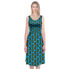 0059 Comic Head Bothered Smiley Pattern Midi Sleeveless Dress from ArtsNow.com