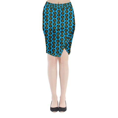 0059 Comic Head Bothered Smiley Pattern Midi Wrap Pencil Skirt from ArtsNow.com