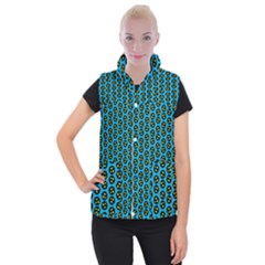 0059 Comic Head Bothered Smiley Pattern Women s Button Up Vest from ArtsNow.com