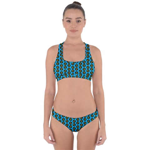 0059 Comic Head Bothered Smiley Pattern Cross Back Hipster Bikini Set from ArtsNow.com