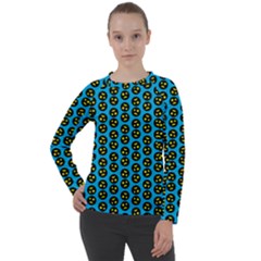 0059 Comic Head Bothered Smiley Pattern Women s Long Sleeve Raglan Tee from ArtsNow.com