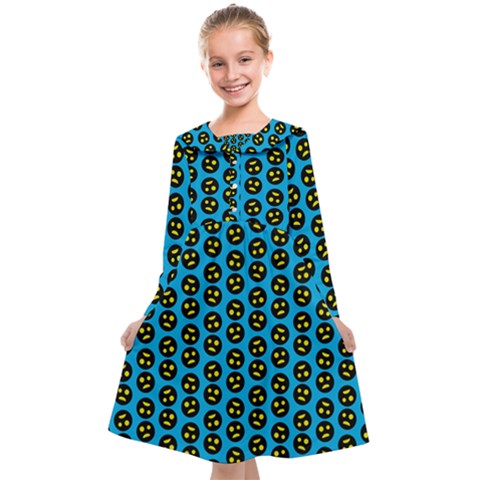 0059 Comic Head Bothered Smiley Pattern Kids  Midi Sailor Dress from ArtsNow.com