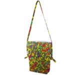 Colorful brush strokes painting on a green background                                                    Folding Shoulder Bag