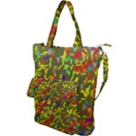 Colorful brush strokes painting on a green background                                                    Shoulder Tote Bag