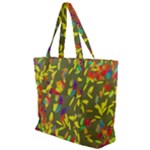 Colorful brush strokes painting on a green background                                                Zip Up Canvas Bag