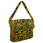 Colorful brush strokes painting on a green background                                                 Buckle Messenger Bag