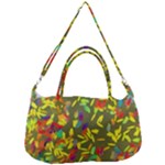 Colorful brush strokes painting on a green background                                                 Removal Strap Handbag