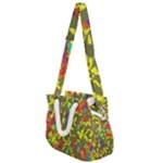 Colorful brush strokes painting on a green background                                                 Rope Handles Shoulder Strap Bag