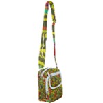 Colorful brush strokes painting on a green background                                                 Shoulder Strap Belt Bag