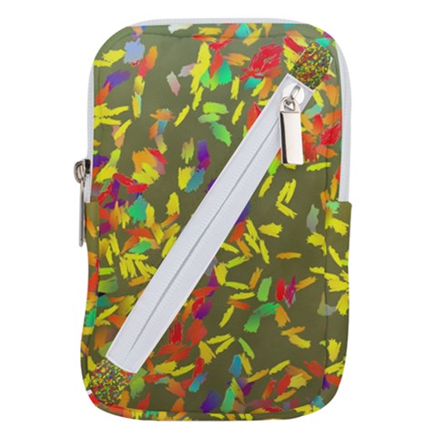 Colorful brush strokes painting on a green background                                                 Belt Pouch Bag (Large) from ArtsNow.com