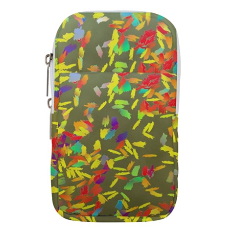 Colorful brush strokes painting on a green background                                                 Waist Pouch (Large) from ArtsNow.com