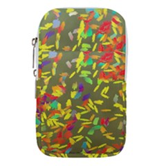 Colorful brush strokes painting on a green background                                                 Waist Pouch (Large) from ArtsNow.com