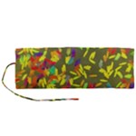 Colorful brush strokes painting on a green background                                                 Roll Up Canvas Pencil Holder (M)