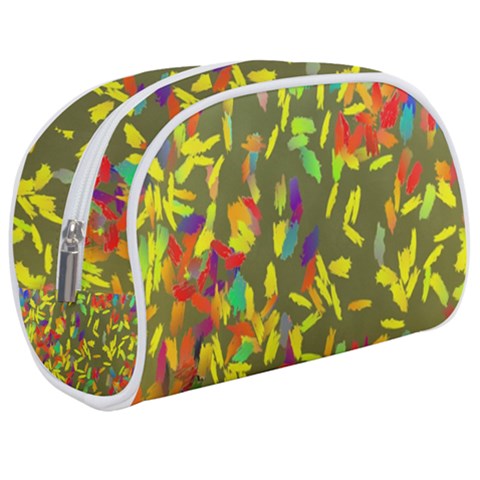 Colorful brush strokes painting on a green background                                               Makeup Case (Medium) from ArtsNow.com