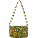 Colorful brush strokes painting on a green background                                                Double Gusset Crossbody Bag