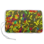 Colorful brush strokes painting on a green background                                                Pen Storage Case (M)