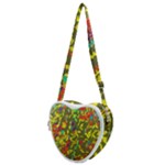 Colorful brush strokes painting on a green background                                                Heart Shoulder Bag