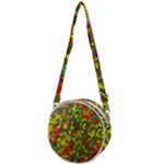 Colorful brush strokes painting on a green background                                                Crossbody Circle Bag