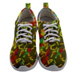 Colorful brush strokes painting on a green background                                                 Women Athletic Shoes