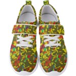 Colorful brush strokes painting on a green background                                                Men s Velcro Strap Shoes