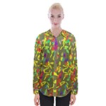 Colorful brush strokes painting on a green background                                                    Women Long Sleeve Shirt