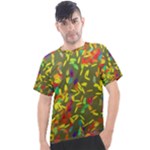 Colorful brush strokes painting on a green background                                                  Men s Sport Top