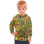 Colorful brush strokes painting on a green background                                                 Kids  Hooded Pullover