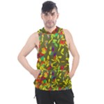 Colorful brush strokes painting on a green background                                                  Men s Sleeveless Hoodie