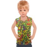 Colorful brush strokes painting on a green background                                                  Kids  Mesh Tank Top