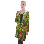 Colorful brush strokes painting on a green background                                                   Hooded Pocket Cardigan