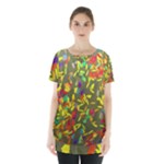 Colorful brush strokes painting on a green background                                                        Skirt Hem Sports Top