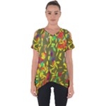 Colorful brush strokes painting on a green background                                                   Cut Out Side Drop Tee