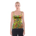 Colorful brush strokes painting on a green background                                                    Spaghetti Strap Top