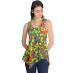 Colorful brush strokes painting on a green background                                                    Sleeveless Tunic