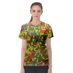 Colorful brush strokes painting on a green background                                                    Women s Sport Mesh Tee