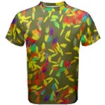 Colorful brush strokes painting on a green background                                                    Men s Cotton Tee