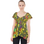 Colorful brush strokes painting on a green background                                                  Lace Front Dolly Top