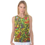 Colorful brush strokes painting on a green background                                                    Women s Basketball Tank Top