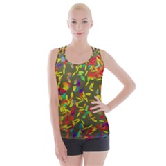 Colorful brush strokes painting on a green background                                                   Criss cross Back Tank Top from ArtsNow.com