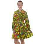 Colorful brush strokes painting on a green background                                                      All Frills Chiffon Dress