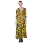 Colorful brush strokes painting on a green background                                                       Button Up Maxi Dress