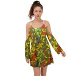 Colorful brush strokes painting on a green background                                                       Kimono Sleeves Boho Dress