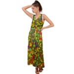 Colorful brush strokes painting on a green background                                                      V-Neck Chiffon Maxi Dress