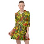 Colorful brush strokes painting on a green background                                                      Mini Skater Shirt Dress